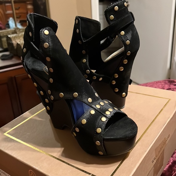 COPY - Auth Ash lovely studded suede leather wedge sandals 6.5 sz 37 - Picture 6 of 9